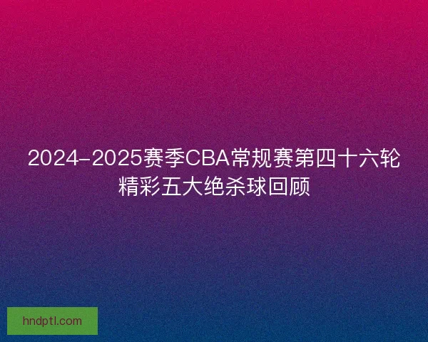 2024-2025赛季CBA常规赛第四十六轮精彩五大绝杀球回顾